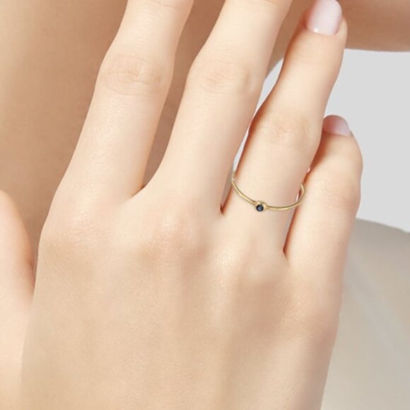 IPPOLITA 18K YELLOW GOLD 750 SAPPHIRE SQUIGGLE MINI STACKING RING - Picture 8 of 9